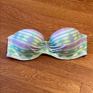 Victoria's Secret Floral Longline Bikini Top - 34B - Strappy Back Detail